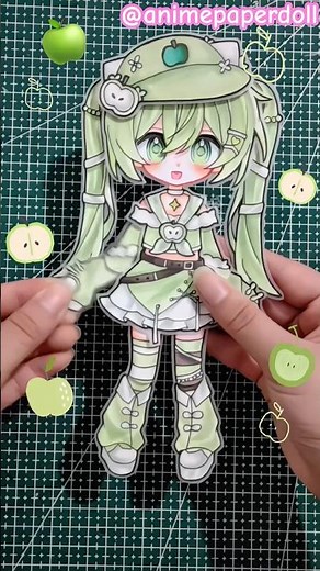 ANIME PAPER DOLL KAWAI 🍏🍐🍈🥝#animepaperdoll #papercrafts #hanging #paperdoll