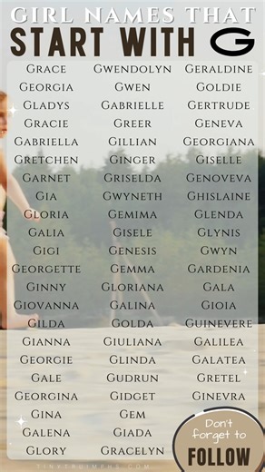 Girl Names That Start With G #namesu #girlsnames #pregnantmama #explore #girlmomlife #uncommon #inspiration | Baby Names Tinytruimphs