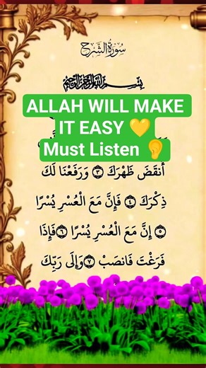 Surah Ash-Sharh (Alam Nashrah) | Ease After Hardship | Beautiful Quran Recitation | #shorts