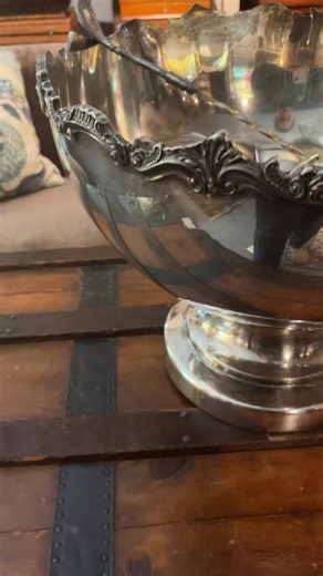 Make your Halloween party unforgettable with this stunning, ornate punch bowl set! Silver-plated on copper with a scalloped design, this 10-piece set is perfect for serving up everything from bubbling witch’s brew to spooky cocktails or festive punch. Whether you’re hosting a haunted house gathering, a costume party, or a cozy fall get-together, this elegant set adds a touch of sophistication to your eerie festivities. Impress your guests, elevate your table decor, and make every drink feel like