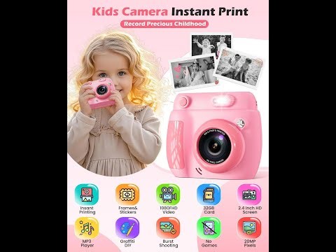 Kids Camera Instant Print Christmas Birthday Gifts for Girls Boys Age 3-12, Video Digital Camera