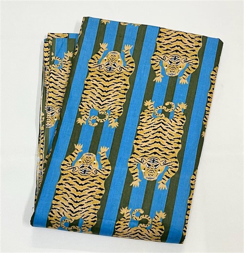 Tiger Stripe Cotton Fabric, Blue Green Indian Print, Dressmaking Sewing Material - Etsy
