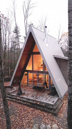 Full tour of this gorgeous lakefront A-Frame cabin Airbnb in Canada! Would you stay here? @chaletsprunella #aframe #airbnbfinds #airbnbtour #aframecabin #aframehouse