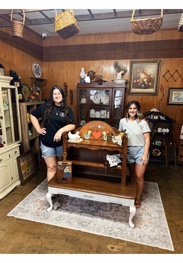 Found & Feathered vintage booth at Rose Block Antiques, Harrisburg IL