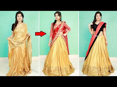 Easy LEHENGA STYLE Saree Draping | Navratri Special LEHENGA SAREE DRAPING | Drape Saree as a Lehenga