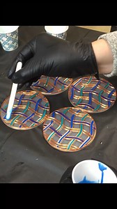 Coasters made using our weave design coasters kit. Turned out pretty good! #coasters #resinart | Pour Away Fluid Arts