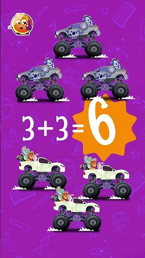 What's 3 + 3? Learn Math with Monster Trucks! 🧠 #monstertrucks
