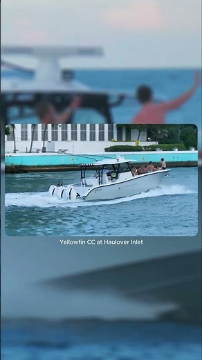 🔥 Fishing or having fun with friends? Spotting a Yellowfin center console hitting Haulover Inlet!
