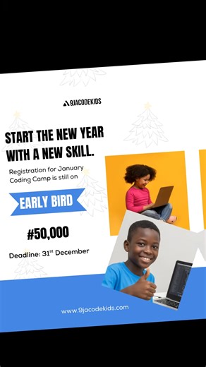 Online Coding Classes For Kids on Instagram: "Start the new year by giving your child a skill that will shape their future. Coding teaches children how to think logically, solve problems efficiently, and develop creativity while building real projects they can be proud of. These are skills that go beyond technology and are valuable in school, future careers, and everyday life. Our January Weekend Coding Camp at 9jaCodeKids provides expert guidance, hands-on learning, and a supportive environment