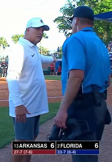 Arkansas Softball Challenges Call, Coach Walton Ejected
