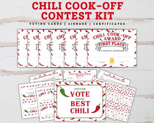 Chili Cook-off Contest Kit, Chili Cook off Award Certificates, Chili Cook-off Contest Ballots, Chili Cook off Printables, Chili Cookoff - Etsy
