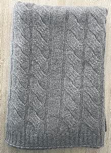 Luxurious 100% Cashmere Cable Knit Throw Blanket – Ultra-Soft, Warm, and Elegant – Available in Neutral Tones (Charcoal)