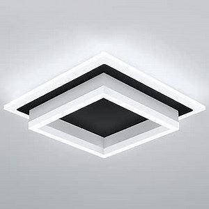 32W Modern LED Ceiling Light, Small Flush Mount Light Fixture, 6000K Cold White Ceiling Lamp, Square Hallway Lighting Fixtures for Living Room Bedroom Bathroom Kitchen (Black, Cold White)