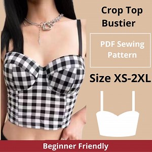 Crop Top Bustier Sewing Pattern | Sizes XS to 2XL | Instant Download | Easy Digital PDF - Etsy