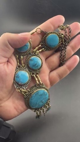 Beautiful Turquoise Howlite German Silver Necklace – Traditional Afghani Ethnic Jewelry - Etsy