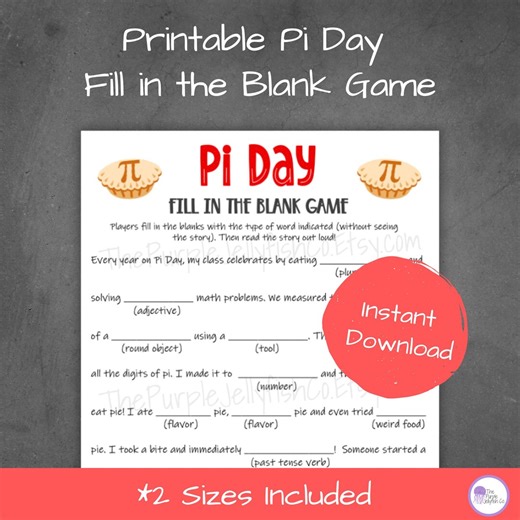 Pi Day Fill in the Blank Game, Printable Pi Day Activity for Kids, Math Pie Day Party Idea, Pi Day Game Classroom Activity, Pi Day Worksheet - Etsy UK