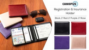 Canopus Car Registration and Insurance Holder, PU Leather Glove Box Organizer with Embossed Design, Compact Document Organizer, Red - Walmart.com