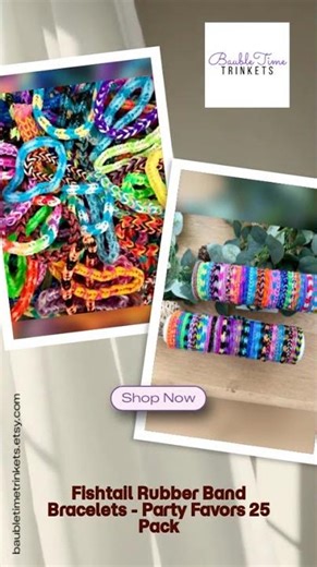 Fishtail Rubber Band Bracelets - Party Favors 25 Pack
