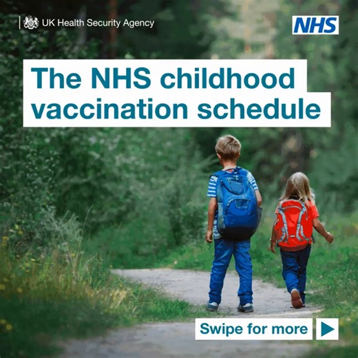 10K views · 52 reactions | The NHS childhood vaccination schedule gives protection against lots of serious illnesses. ⚠️ Check your child's red book or contact your GP practice to ensure they are up to date, and if not, organise appointments for any missed doses.  nhs.uk/childhoodvacci… | UK Health Security Agency | Facebook