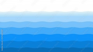 Blue ocean or sea waves ripple in different colors of blue looped vector animation