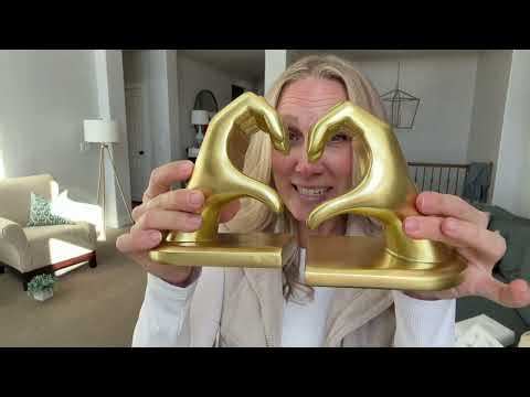 Gold Heart Hands Bookends / Beautiful Shelf Styling