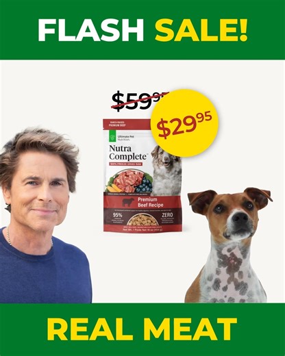 Rob Lowe wants YOUR dog to thrive! 🐶✨ That’s why he’s joined Ultimate Pet Nutrition—to help more dogs live healthier, happier lives. And it starts with Nutra Complete: ✔️ 95% premium ranch-raised meat for strong muscles & energy* ✔️ Superfood fruits & veggies for digestion & immune support* ✔️ Freeze-dried raw nutrition—easy to serve, no fillers! ⭐ 4.9/5 stars based on customer reviews! ✅ FREE U.S. Shipping ✅ 100% Money-Back Guarantee ✅ Made in the USA Your dog deserves the best. Get up to 60% 
