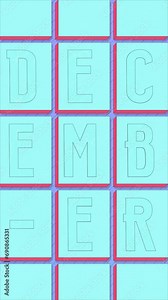 Animated text lettering December, extruded text motion, looping video animated, retro text animated.