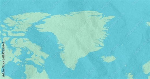 Beautiful zoom in of a green blue and white Greenland map with most important cities and frontier lines