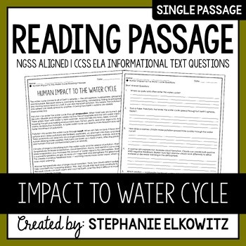 Human Impact to Water Cycle Reading Passage | Printable & Digital