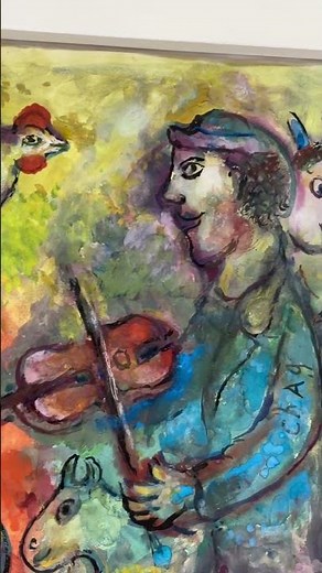 Musiciens sur fond multicolore by Marc Chagall