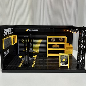 [Hot Item] Alloy 1: 24 Car Model DIY Scene Repair Shop with Lights Toy Building Model Display Acrylic Ornament Collection