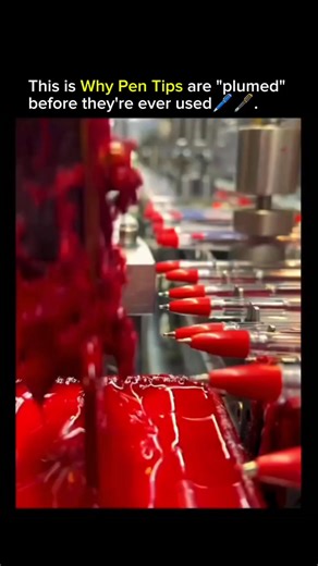 Education | Science | Facts on Instagram: "Your pen tip is “broken” before you even use it 😮 That tiny flared shape on a new pen tip isn’t a defect — it’s called pluming, and it’s done on purpose. During manufacturing, the metal tip is slightly spread open so ink can flow smoothly instead of choking at one point. This creates the perfect balance: not too wet, not too dry. Without pluming, your pen would scratch, skip, or dump ink in blobs. So before you ever write a word, the pen is already eng