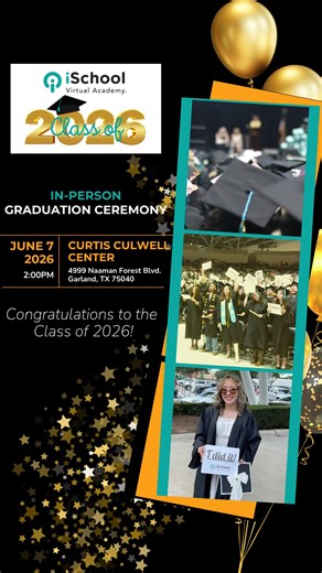 iSchool Virtual Academy of Texas on Instagram: "𝑩𝒊𝒈 𝑵𝒆𝒘𝒔, 𝒊𝑺𝑽𝑨 𝑭𝒂𝒎! 🎉 We’re thrilled to announce that our 𝐢𝐒𝐕𝐀 𝐈𝐧-𝐏𝐞𝐫𝐬𝐨𝐧 𝐆𝐫𝐚𝐝𝐮𝐚𝐭𝐢𝐨𝐧 𝐂𝐞𝐫𝐞𝐦𝐨𝐧𝐲 is officially set! Join us at the 𝐂𝐮𝐫𝐭𝐢𝐬 𝐂𝐮𝐥𝐰𝐞𝐥𝐥 𝐂𝐞𝐧𝐭𝐞𝐫 on 𝐒𝐮𝐧𝐝𝐚𝐲, 𝐉𝐮𝐧𝐞 𝟕𝐭𝐡 at 𝟐:𝟎𝟎 𝐏𝐌 as we celebrate the Class of 2026 in a big way! And don’t worry, if you can’t make it to the in-person ceremony, we have you covered! We will also be hosting an 𝐨𝐧𝐥𝐢𝐧𝐞 𝐠𝐫𝐚𝐝𝐮𝐚𝐭𝐢