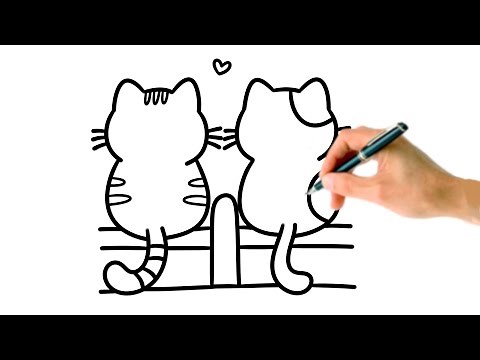 Draw Two Cute Cats Sitting VERY EASY!🥰 Step-By-Step Tutorial For Kids Toddlers