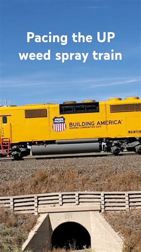 Here we follow the UP weed spraying train in western Nebraska, pacing alongside at 25 mph.
