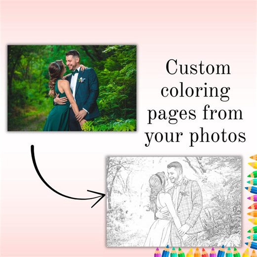 15 Custom Coloring Pages From Photos, Personalized Coloring Book, Custom Line Art Portrait, Digital Printable PDF - Etsy