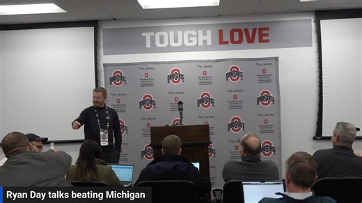 Ohio State head coach Ryan Day addresses the media on Tuesday, December 2, 2025, at the Woody Hayes Athletic Center. | The Columbus Dispatch