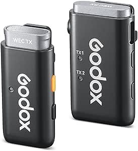 GODOX WEC Kit1 2.4GHz Wireless Microphone with Noise Cancellation 656ft Transmission Wireless Lapel Microphone System for DSLR Cameras/iPhone/Android