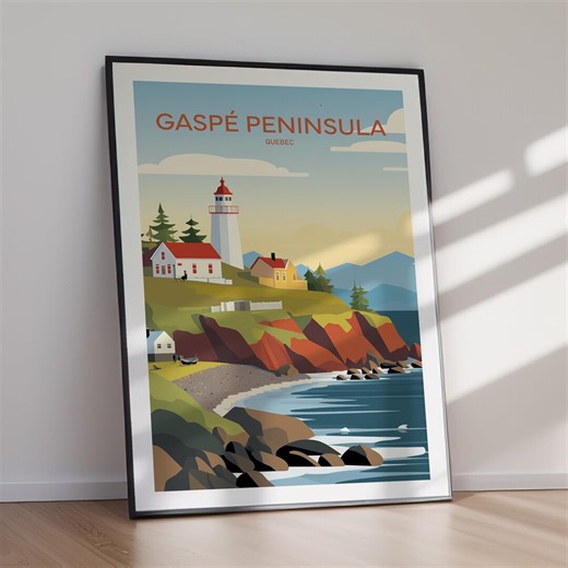 GASPÉ QUEBEC PENINSULA Printable Travel Art Digital Download Coastal Landscape Wall Decor Modern Canadian Home Print - Etsy Canada