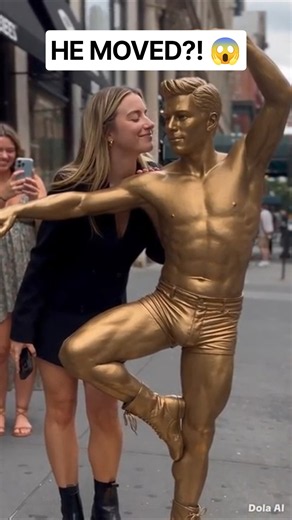 She Thought He Was a Statue… Then He Moved 😱😂 | AI Living Statue Prank #shorts