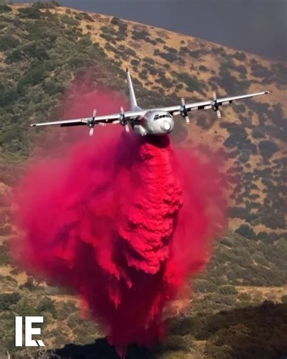 Pink fire retardant powder slows wildfires by using ammonium compounds to reduce flammability. Its vibrant color ensures visibility, aiding aerial deployment for effective firefighting. #WildfirePrevention #firesafety #WildfireAwareness #fireretardant #AviationSafety | Interesting Engineering