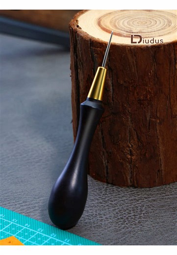 This awl nails perfect guide lines AND starter holes — no guesswork needed. #awl #leathercraft #handtool #crafttok #leathertools