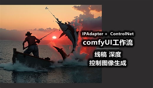 IPAdapter + ControlNet 线稿 深度 控制图像生成 comfyUI工作流