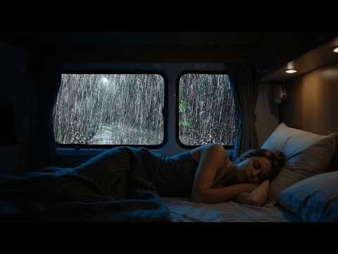 Rain Sounds for Sleeping - Sounds Heavy Rain & Thunder on Window Car for Sleep Well, Relax, Study