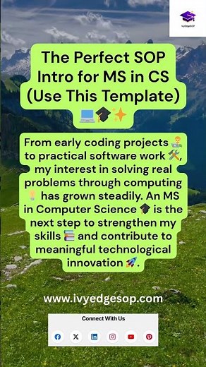 The Perfect SOP Intro for MS in CS Use This Template 💻🎓✨ #SOPTips #GradSchool #AdmissionTips
