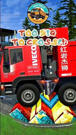 DANGEROUS?! Iveco Dump Truck Hauls Gravel While Pulling Heavy Flatbed Over Reverse Speed Bumps!