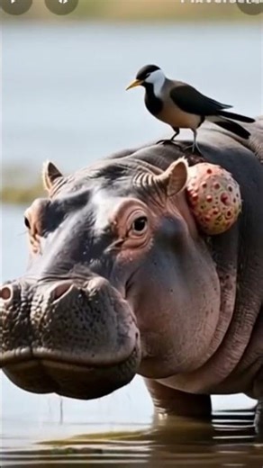 hippopotamus infested with parasitic worms being rescued by birds: