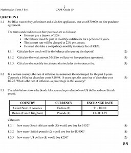 2Mathematics Term 3 TestCAPS-Grade 10QUESTION 11.1 Mr Bliss... | Filo