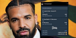 Arsenal fans worried about 'Drake curse' after rapper places gigantic bet on team
