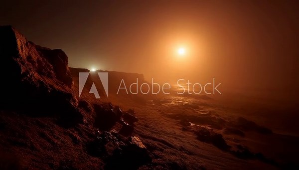 Sunset lights up desert cliffs. Moon over canyon with rocks. Cliff shadows at dusk. Night desert under rock silhouettes. Moon above desert landscape. Sunset glow shapes canyon rocks.
